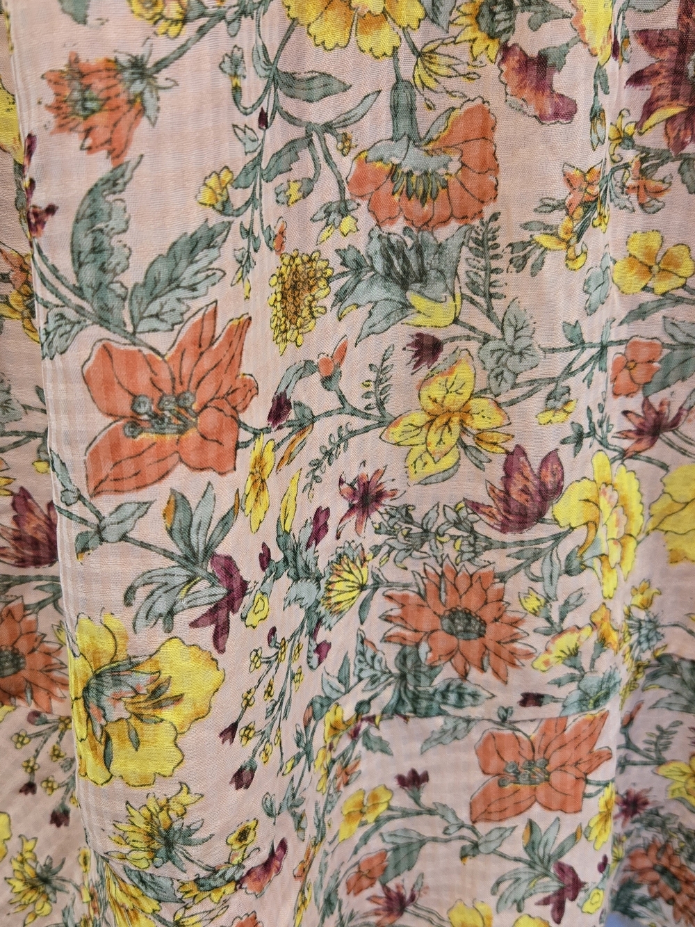 LOFT Peach Floral Dress with Yellow Blooms Size L - Picture 3 of 5